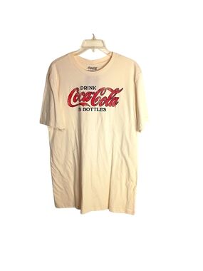 Coca Cola Men's Cream Graphic Logo T-Shirt - Size M